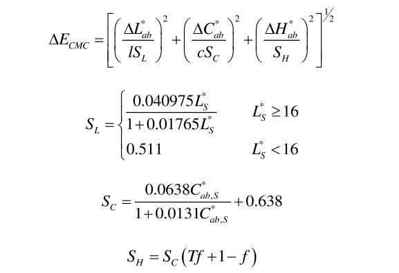 CMC色差公式計算公式29