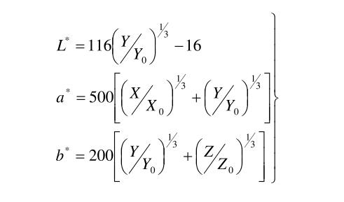 Lab顏色空間L、a、b值計算公式