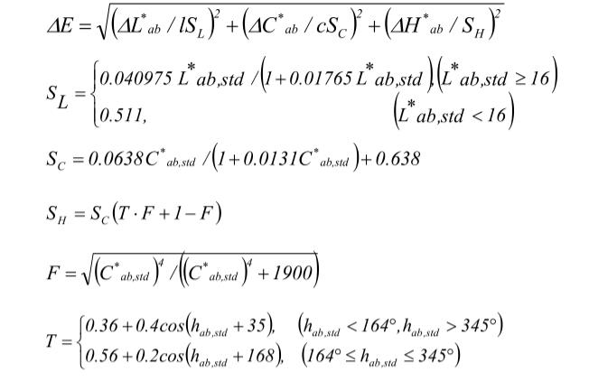 CMC色差公式的計算式